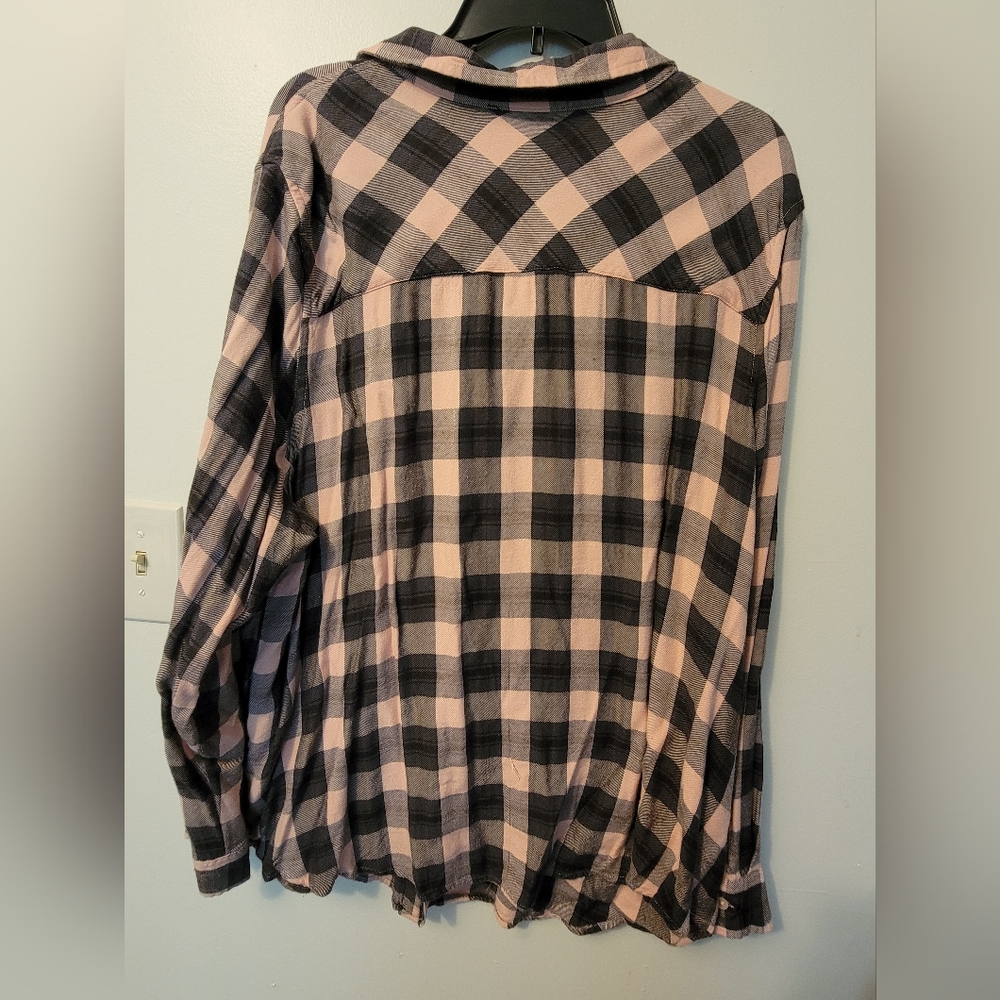Pink Plaid Plus Size Button Down - Picture 4 of 6
